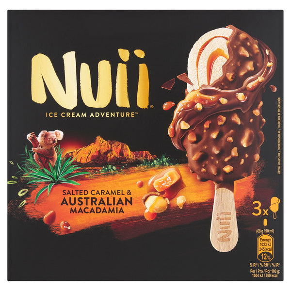 Nuii Salted Caramel & Australian Macadamia Ice Cream x 3 (8 Pack)