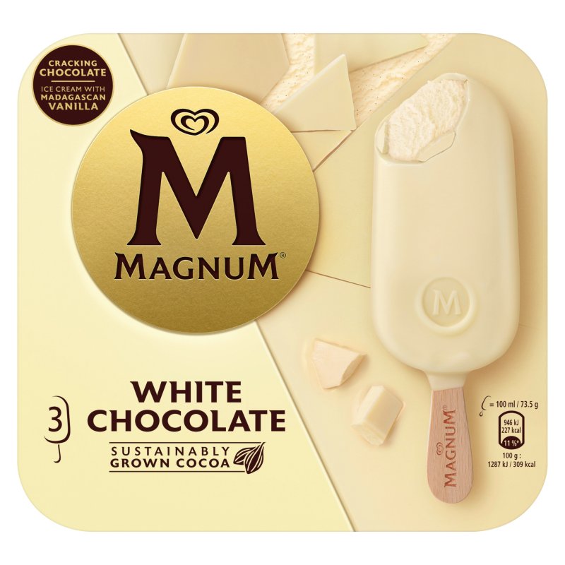 Magnum White Ice Cream Sticks Chocolate 3x 100 ml
