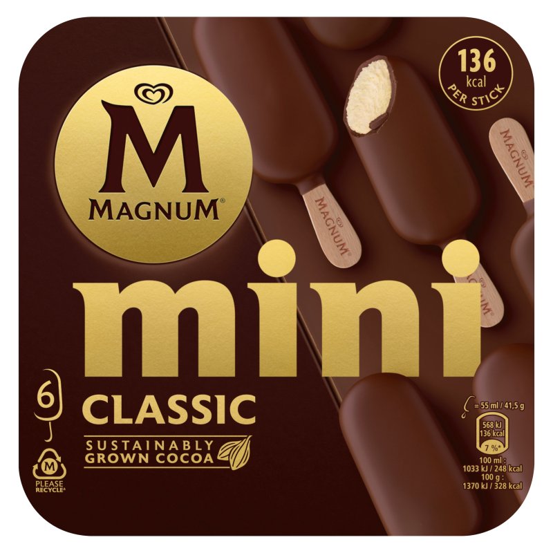 Magnum Classic 6 Mini Ice Cream Sticks (6 Pack)