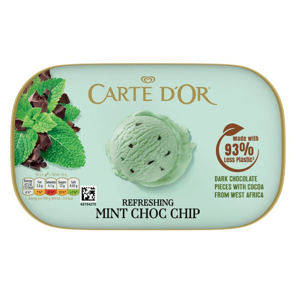 Carte D'Or Mint Choc Chip RFA Ice Cream 900ml (6 Pack)