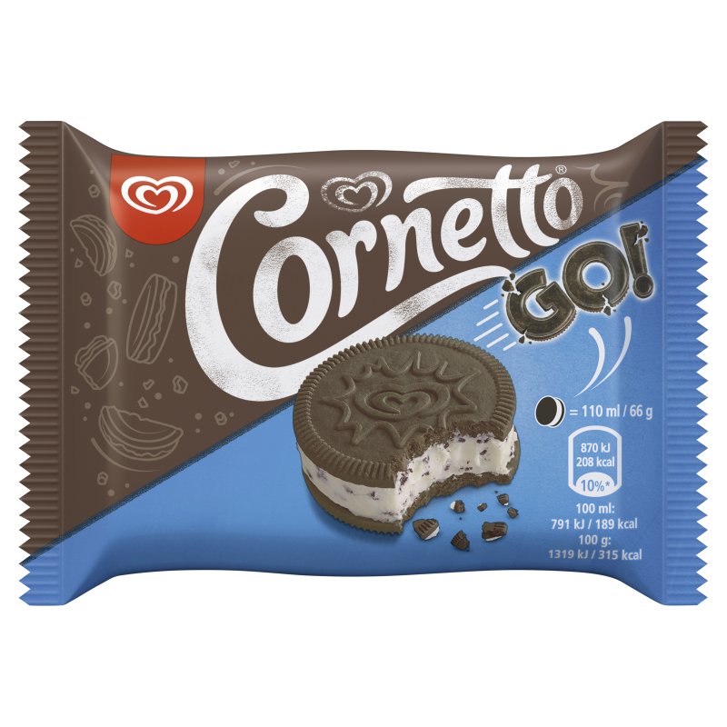 Cornetto Go Cookies & Cream Ice Cream Sandwich 110ml (33 Pack)